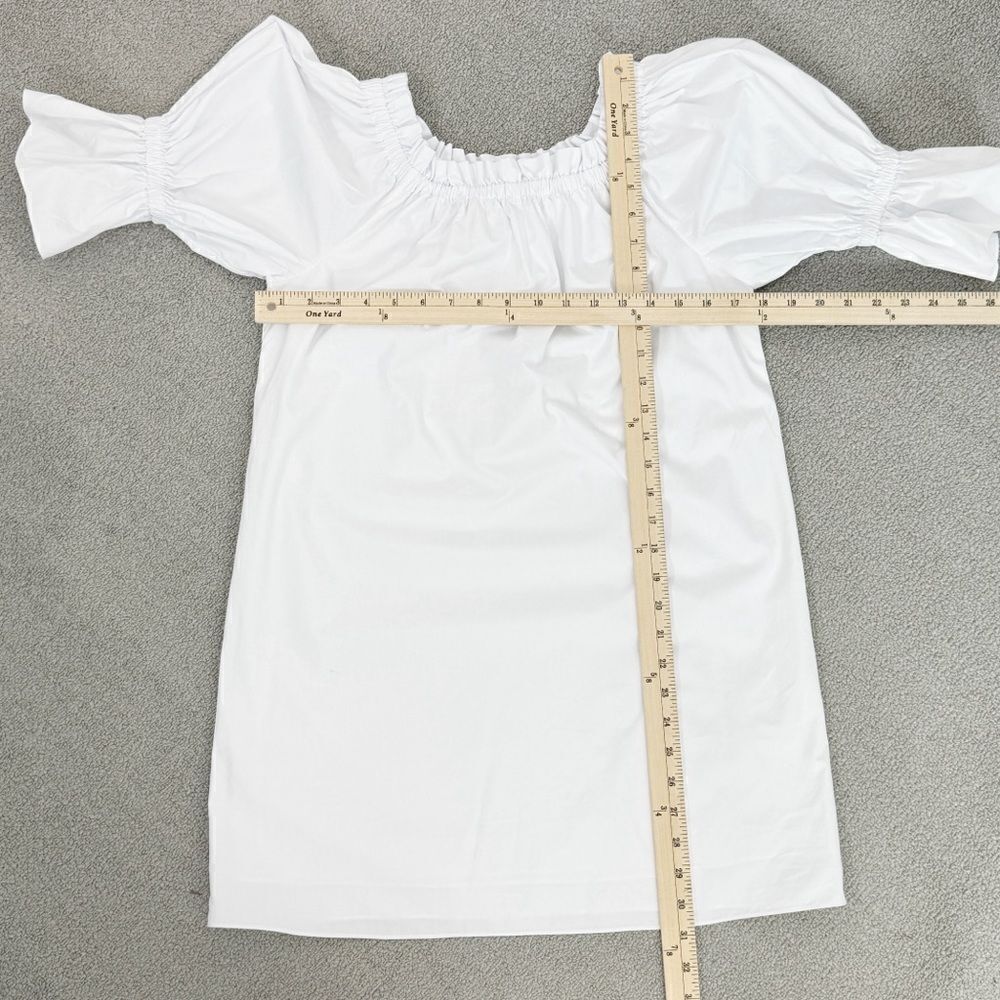 Alice + Olivia Paolo Smocked Off Shoulder‎ Tunic Dress White XS Mini Cotton - Picture 13 of 14